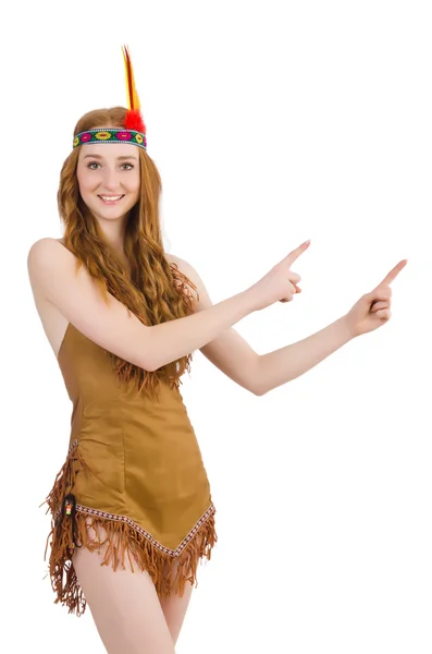 Indian woman isolated on the white — Stock Photo, Image