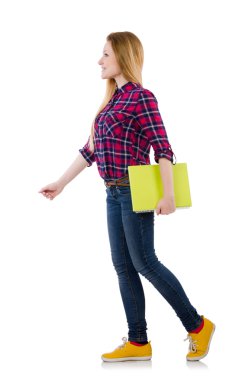 Beyaz arka planda izole genç öğrenci