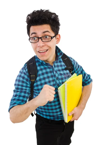 Joven estudiante aislado en el fondo blanco — Foto de Stock