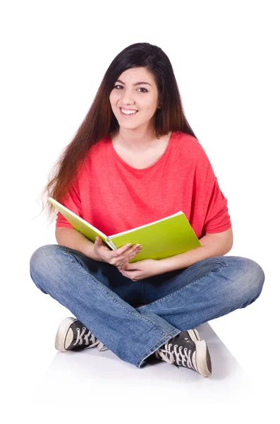 Joven estudiante aislada en el blanco — Foto de Stock