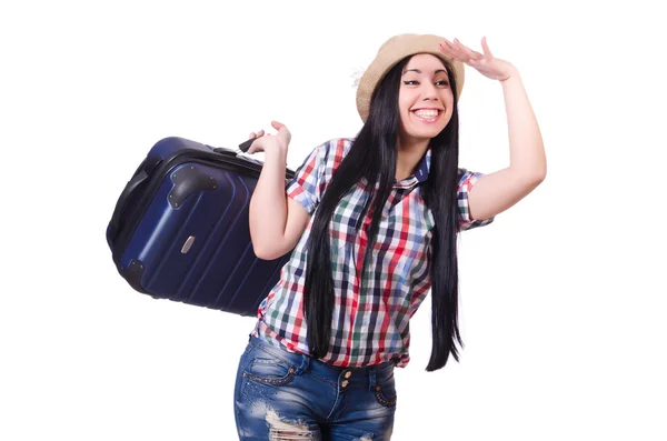 Travel vacation concept with luggage on white — Stock Photo, Image