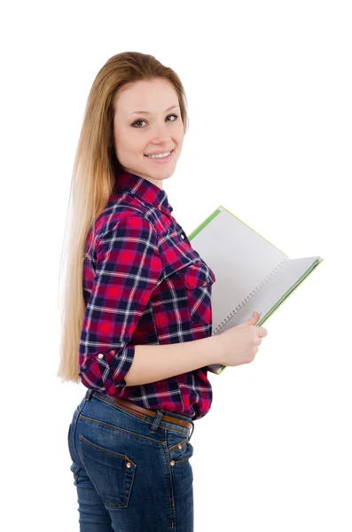 Junge Studentin isoliert auf weißem Hintergrund — Stockfoto