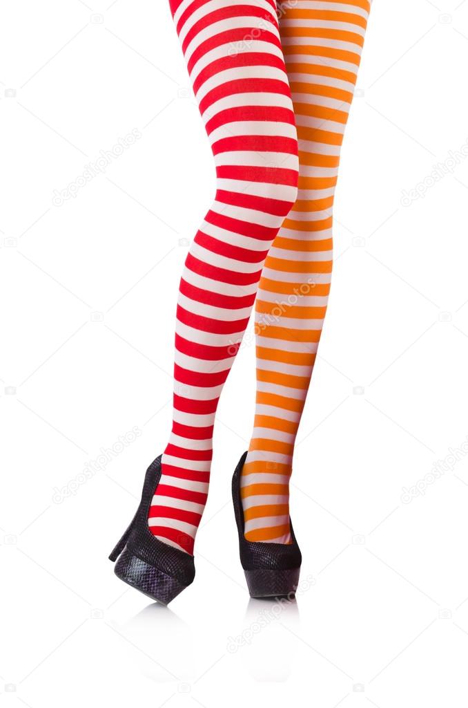 Striped leggings isolated on the white