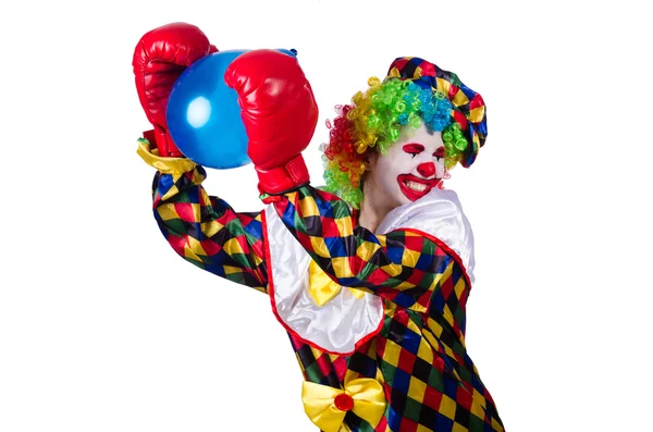 Grappige clown in kleurrijk kostuum — Stockfoto