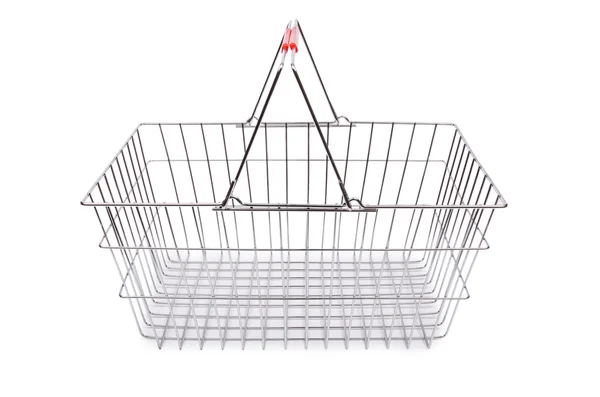 Carrinho de supermercado de compras isolado no branco — Fotografia de Stock