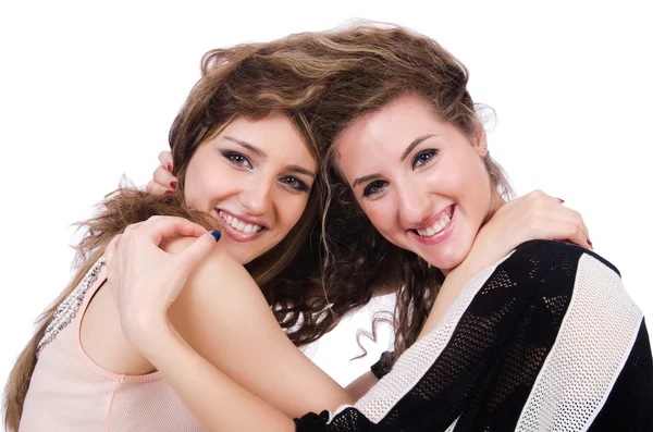 Two female friends isolated on the white — Stock Photo, Image