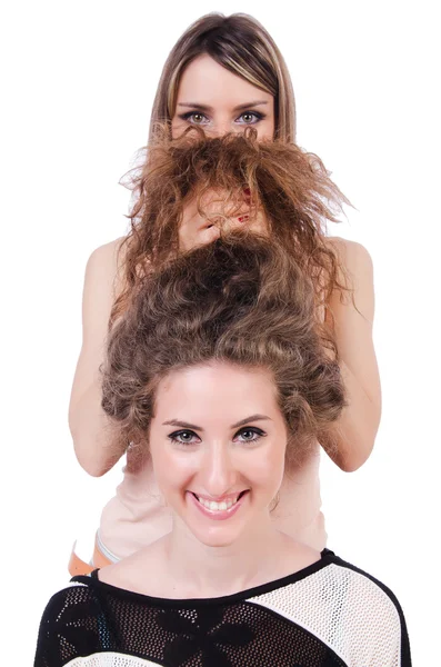 Two female friends isolated on the white — Stock Photo, Image