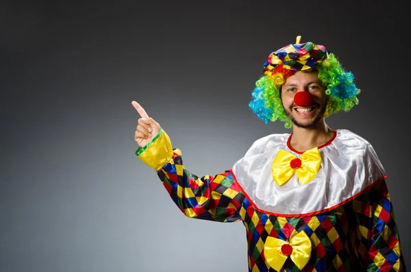 Funny clown in colourful costume — Stock Photo, Image