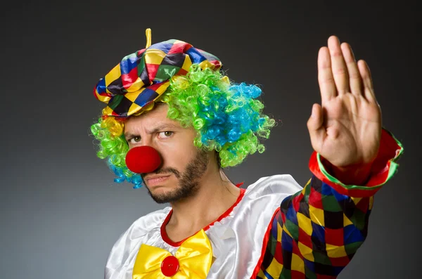 Funny clown in colourful costume — Stock Photo, Image