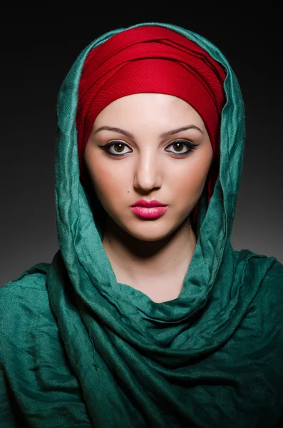 Portrait of the young woman with headscarf — Stock Photo, Image