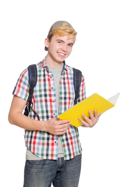 Joven estudiante aislado en el fondo blanco — Foto de Stock