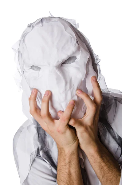 Страшная концепция Хэллоуина с монстром на белом — стоковое фото
