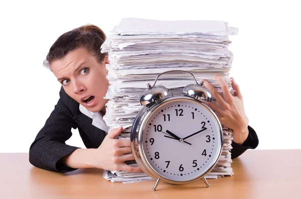 Kvinna affärskvinna under stress missar sina deadlines — Stockfoto