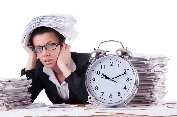 Mujer mujer de negocios bajo estrés perdiendo sus plazos — Foto de Stock