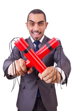 adam beyaz izole dinamit sopa ile