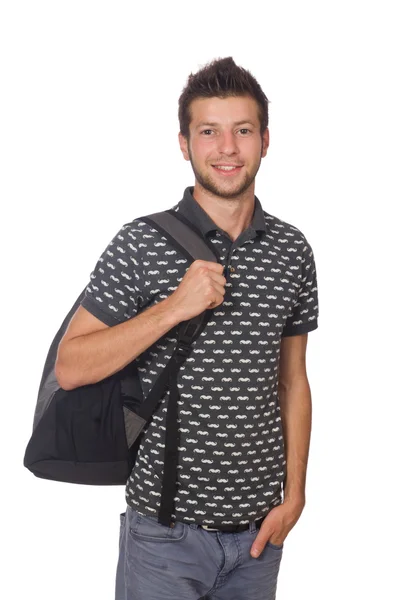 Student with backpack isolated on the white — Stock Photo, Image