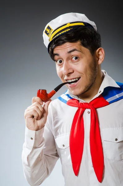 Vtipný kapitán námořník v klobouku — Stock fotografie