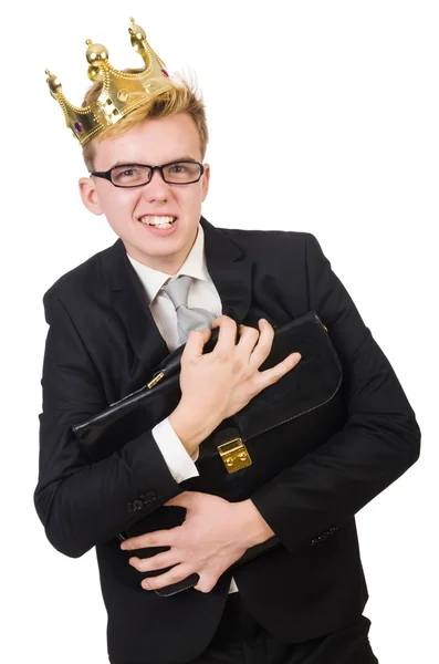Concept of king businessman with crown — Stock Photo, Image