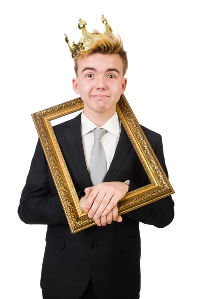 Concept of king businessman with crown — Stock Photo, Image