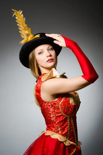 Pirate woman with feathered hat — Stock Photo, Image