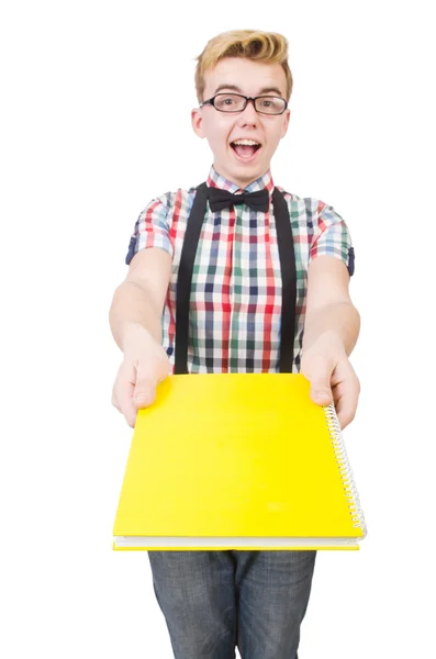 Junge Studentin isoliert auf weißem Hintergrund — Stockfoto