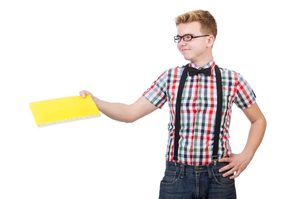 Ung student isolerad på den vita bakgrunden — Stockfoto