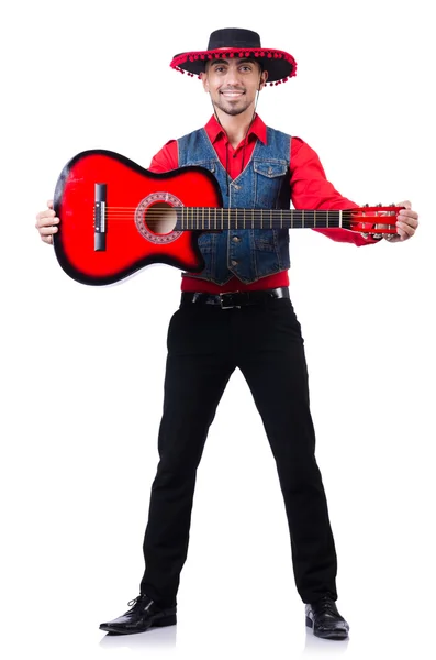 Hombre usando sombrero con guitarra — Foto de Stock