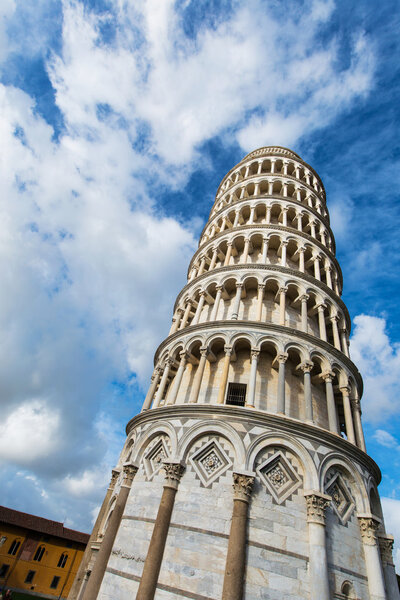 Famous leaning tower of Pisa during summer day