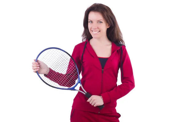 Femme en costume rouge dans le sport concept sportif — Photo