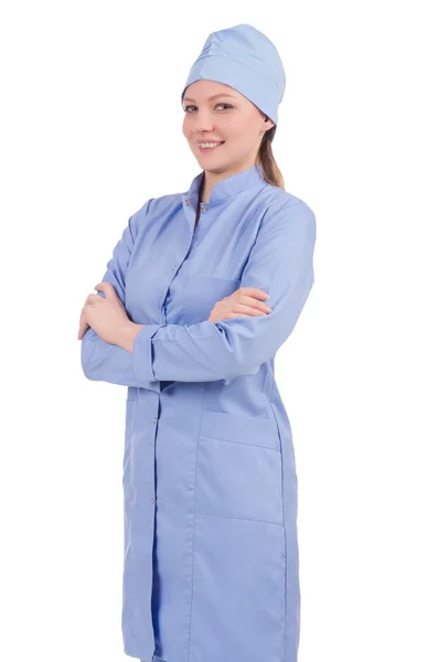Mujer médico aislado en el blanco — Foto de Stock