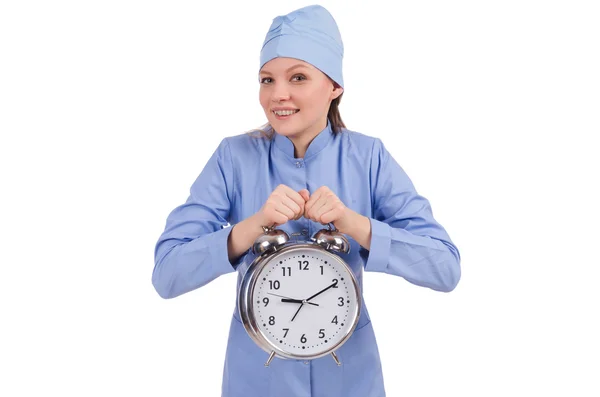 Woman doctor missing her deadlines — Stock Photo, Image