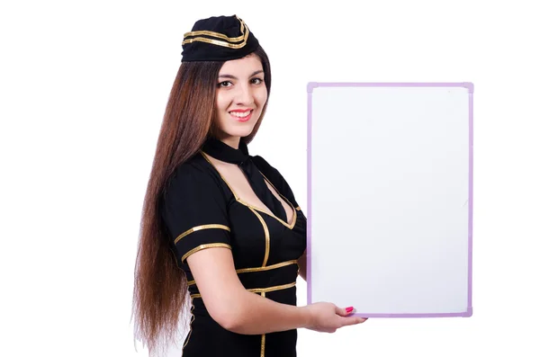 Airhostess isolated on the white background — Stock Photo, Image