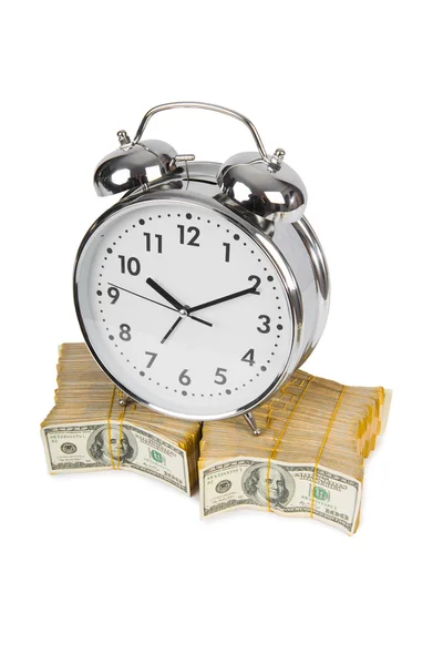 Time is money concept with clock and dollars — Stock Photo, Image