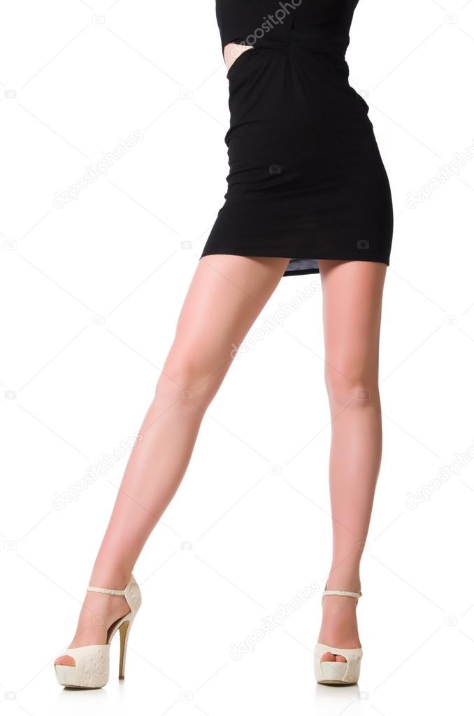 Woman legs with shoes isolated on the white