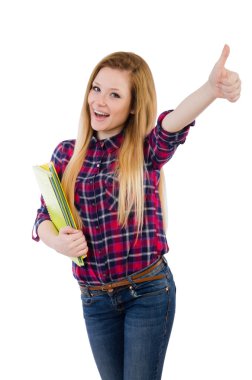 Beyaz tenli genç öğrenci.