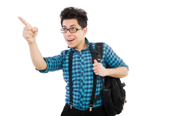 Jovem estudante isolado no fundo branco — Fotografia de Stock