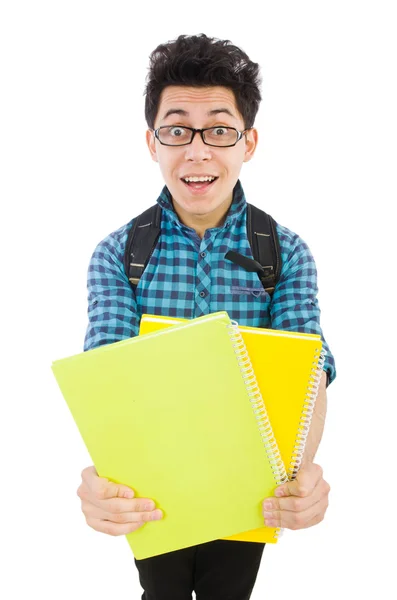 Joven estudiante aislado en el fondo blanco — Foto de Stock