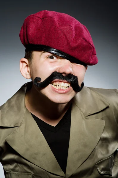 Funny soldier in military concept — Stock Photo, Image