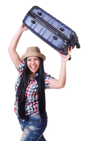 Conceito de férias de viagem com bagagem em branco — Fotografia de Stock