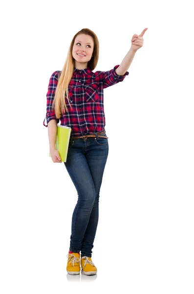 Junge Studentin isoliert auf weiß — Stockfoto