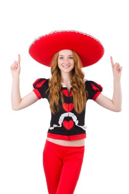 Konseptte sombrero olan komik bir Meksikalı.