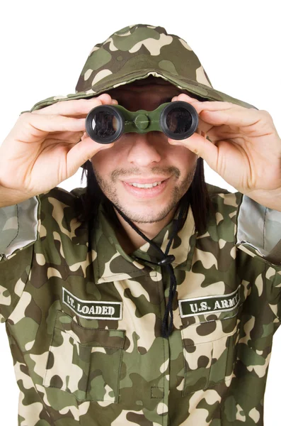 Funny soldier in military concept — Stock Photo, Image