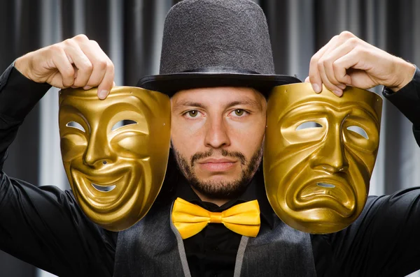 Funny concept with theatrical mask — Stock Photo, Image