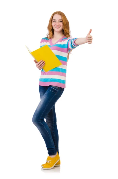 Jeune étudiant isolé sur blanc — Photo