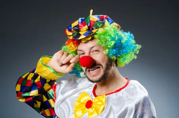 Funny clown in colourful costume — Stock Photo, Image