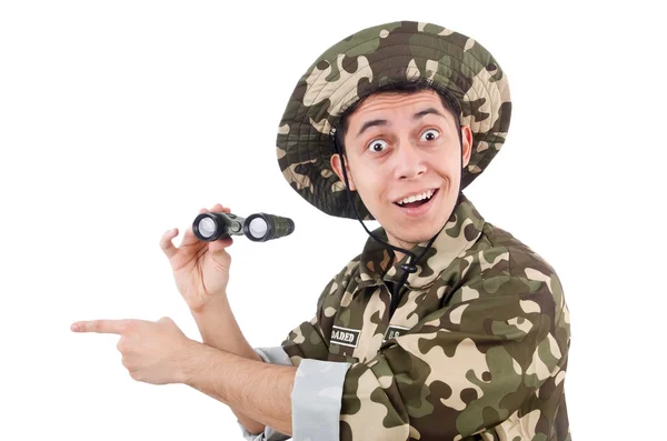 Soldat drôle dans le concept militaire — Photo