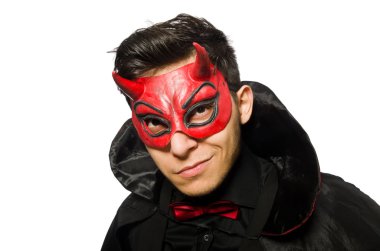 Beyaz arka planda yalıtılmış komik şeytan.