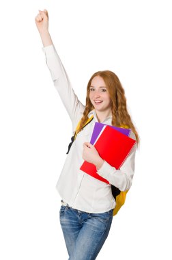 Beyaz tenli genç öğrenci.