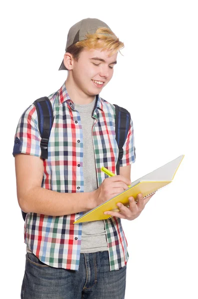 Joven estudiante aislado en el fondo blanco — Foto de Stock