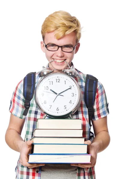 Jovem estudante isolado em branco — Fotografia de Stock